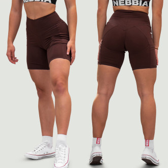 NEBBIA - Leginové šortky s vysokým pasem FIT&SMART 575 (dark brown)