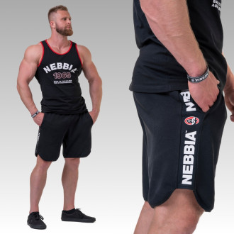 NEBBIA - Pánské fitness šortky s logem Mr. Olympia 195 (black)