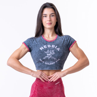 NEBBIA - Washed crop top GOLDEN AGE 782 (black)